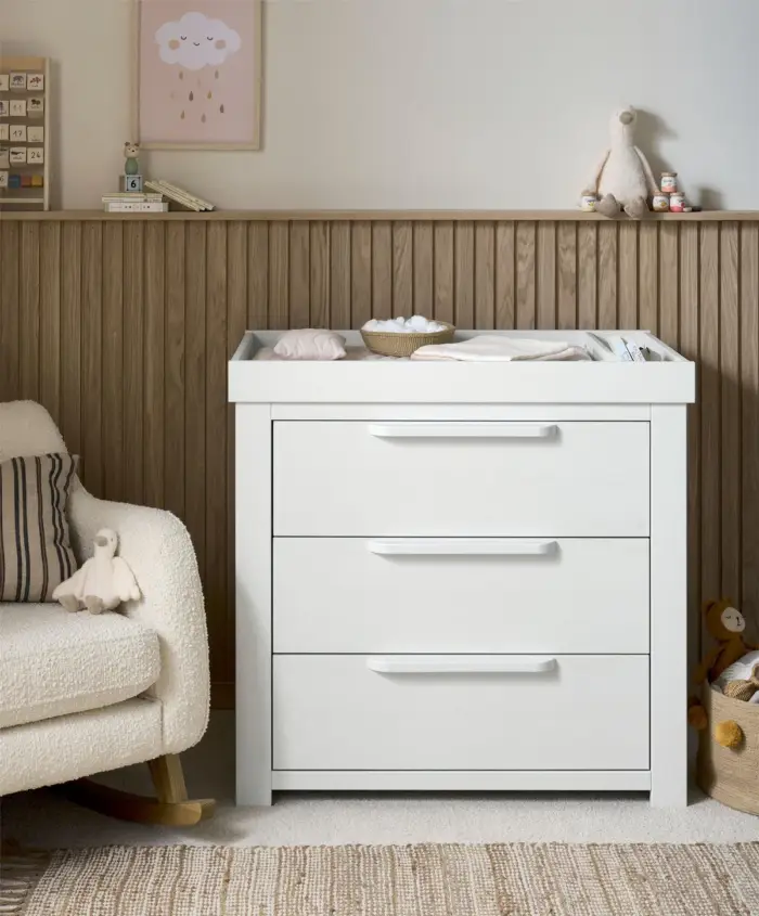 Mamas & Papas Franklin 2 Piece Cotbed Set with Dresser Changer - White Wash