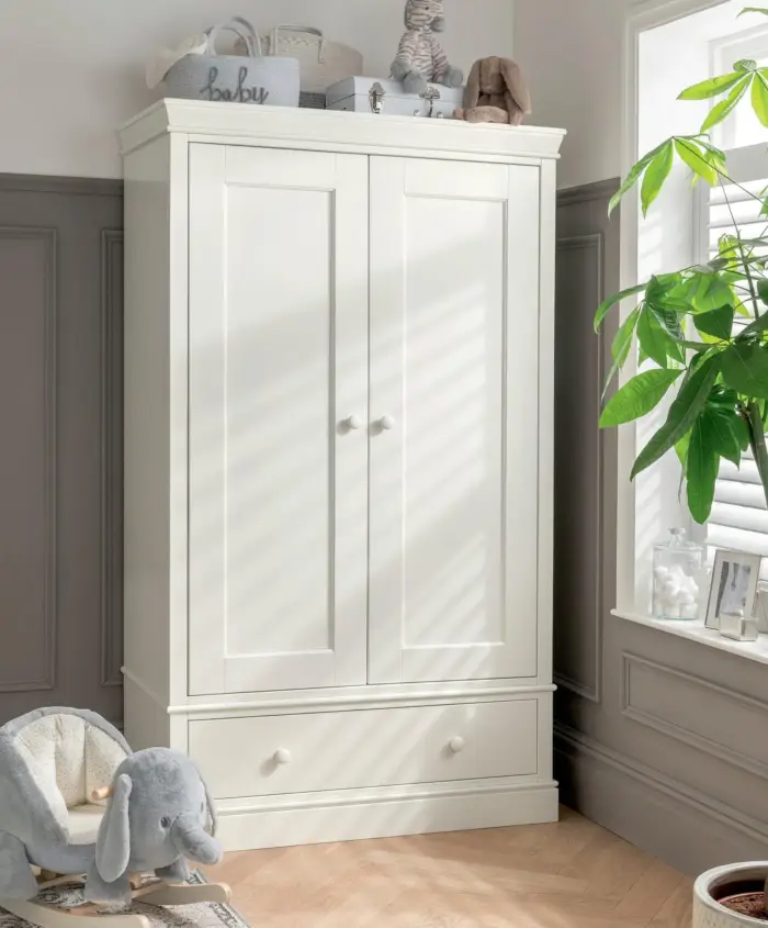 Mamas & Papas Oxford 3 Piece Cotbed Range with Dresser Changer & Wardrobe - White