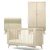 Mamas & Papas Coxley 3 Piece Cotbed Range with Dresser Changer & Wardrobe - Natural/Olive Green