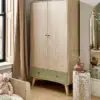 Mamas & Papas Coxley 3 Piece Cotbed Range with Dresser Changer & Wardrobe - Natural/Olive Green