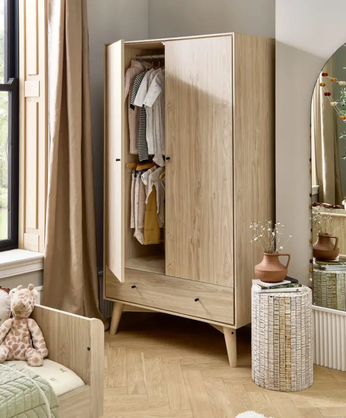 Mamas & Papas Coxley 3 Piece Cotbed Range with Dresser Changer & Wardrobe - Natural/Olive Green