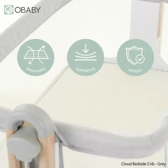 Obaby Cloud Bedside Crib - Grey - Image 9