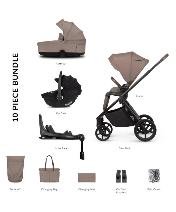 Venicci Claro Almond 3 in 1 + Base Travel System Bundle