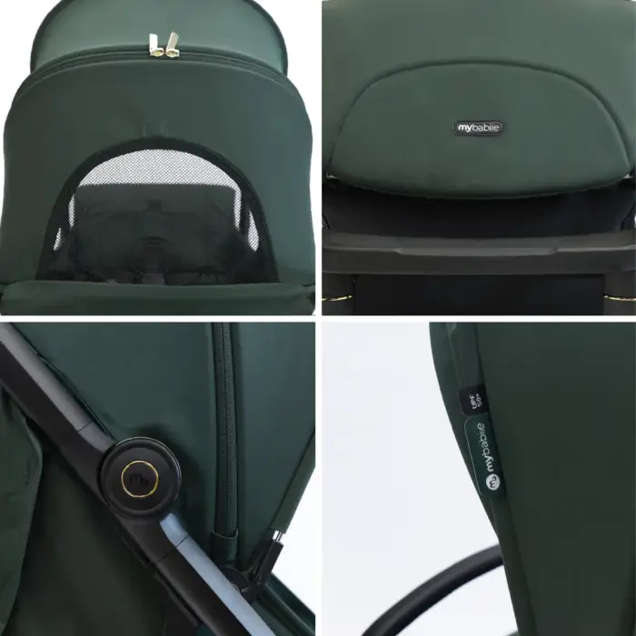 My Babiie MBX7 Plus Auto-Fold Stroller - Forest Green