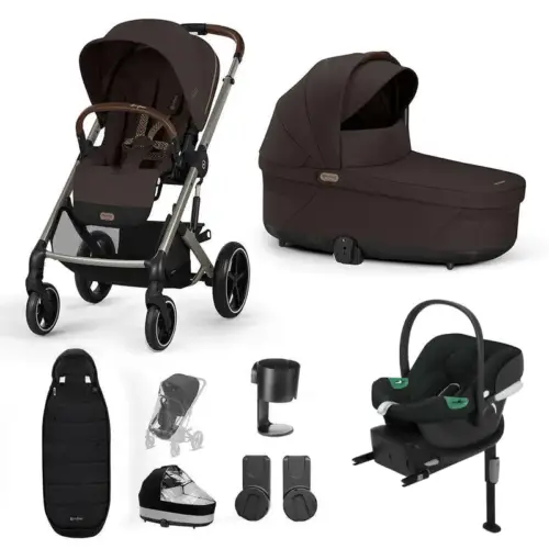 Cybex Balios Pushchair Bundle with Cybex Aton B2 i-Size Car Seat (6 Pieces) - Chocolate Brown