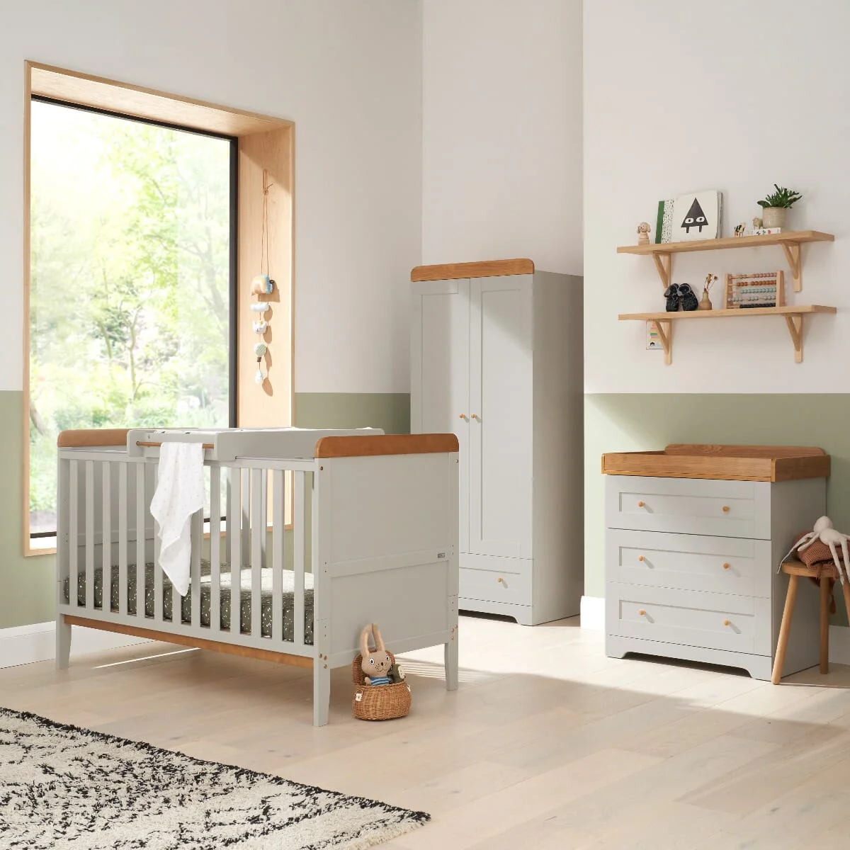 Tutti Bambini Rio 3 Piece Room Set - Honey Oak & Dove Grey
