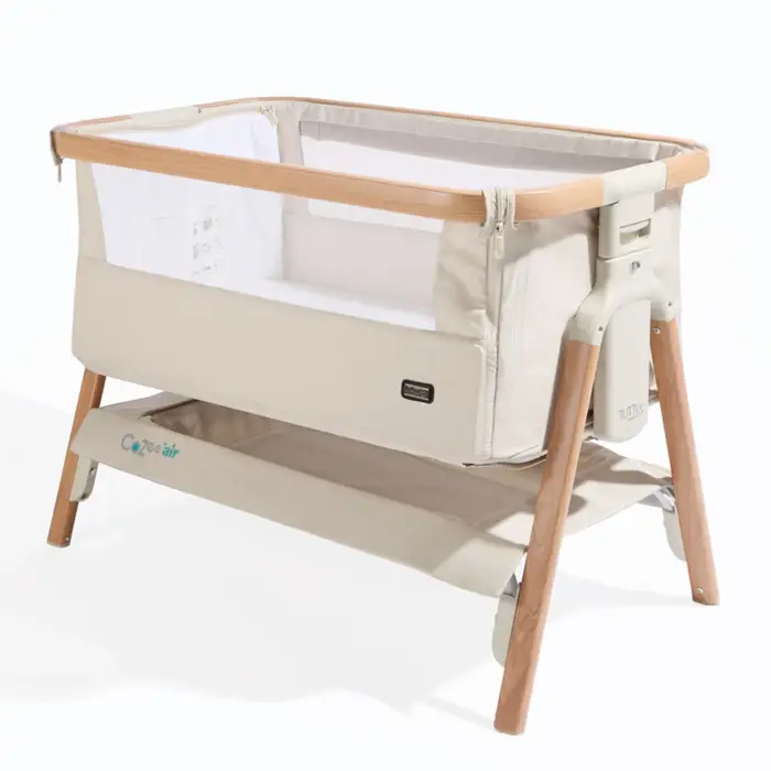 Tutti Bambini CoZee Air Bedside Crib - Scandinavian Walnut/Ecru
