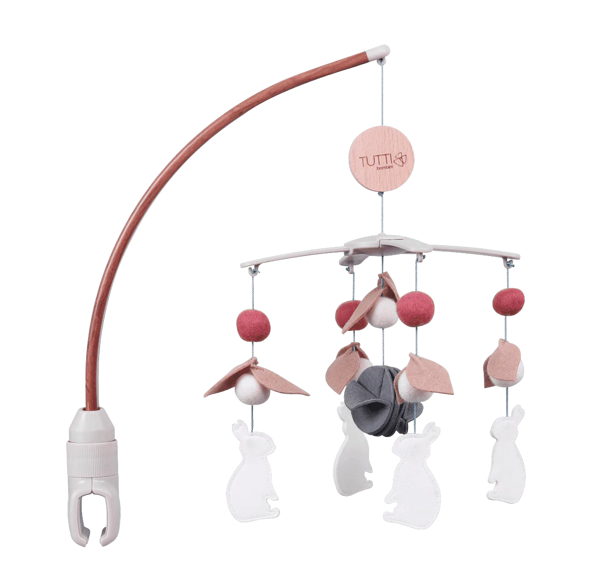 Tutti Bambini CoZee 2 in 1 Crib & Cot Mobile - Scandinavian Walnut & Cocoon