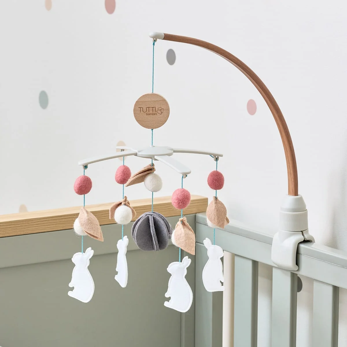 Tutti Bambini CoZee 2 in 1 Crib & Cot Mobile - Scandinavian Walnut & Cocoon