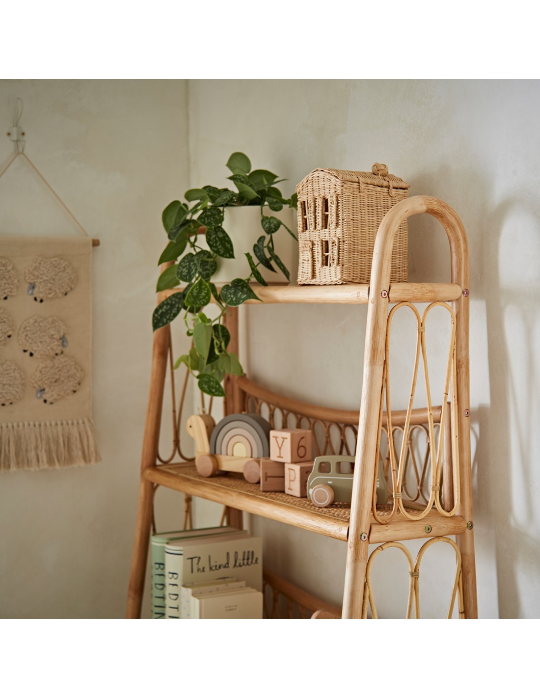 CuddleCo Aria 5 Tier Shelving Unit - Rattan