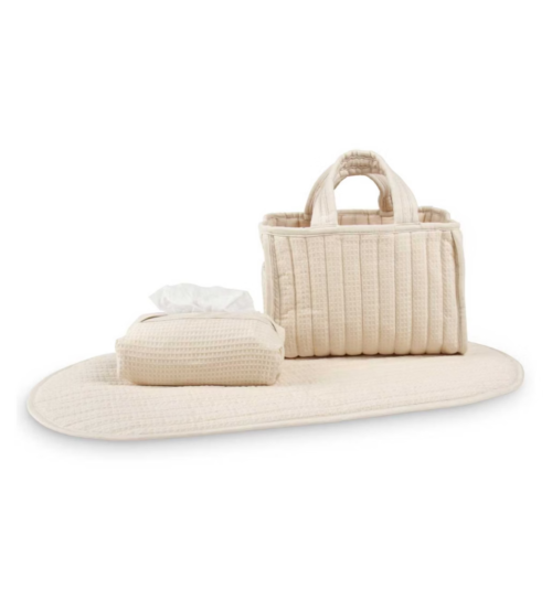 Cuddleco Nappy Caddy Set - Cashmere Waffle