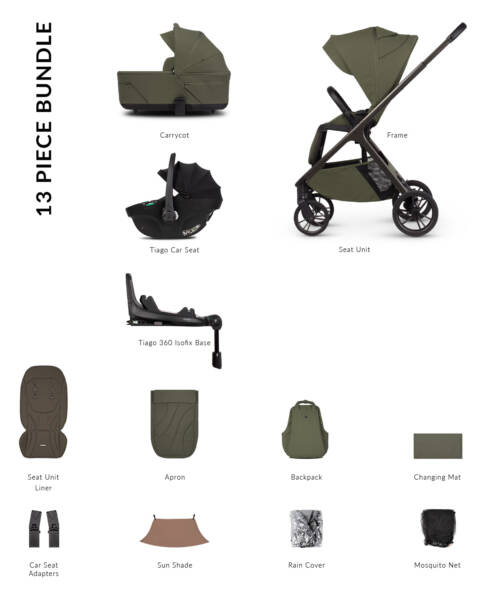 Venicci Tila Pushchair 4-in-1 Luxury Bundle - Olive
