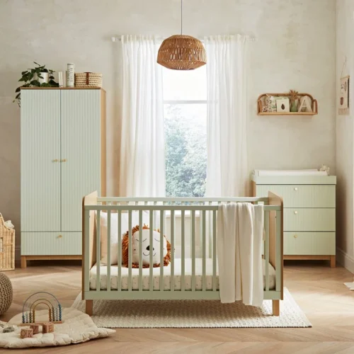 Cuddle Co Remi 3 Piece Nursery Furniture Set Oak & Green