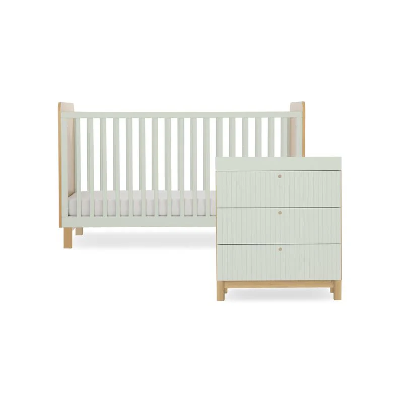 CuddleCo Remi 2 Piece Nursery Furniture Set Oak & Green
