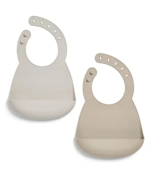 Mamas & Papas Silicone Bibs (2 Pack) -Neutral Speckle