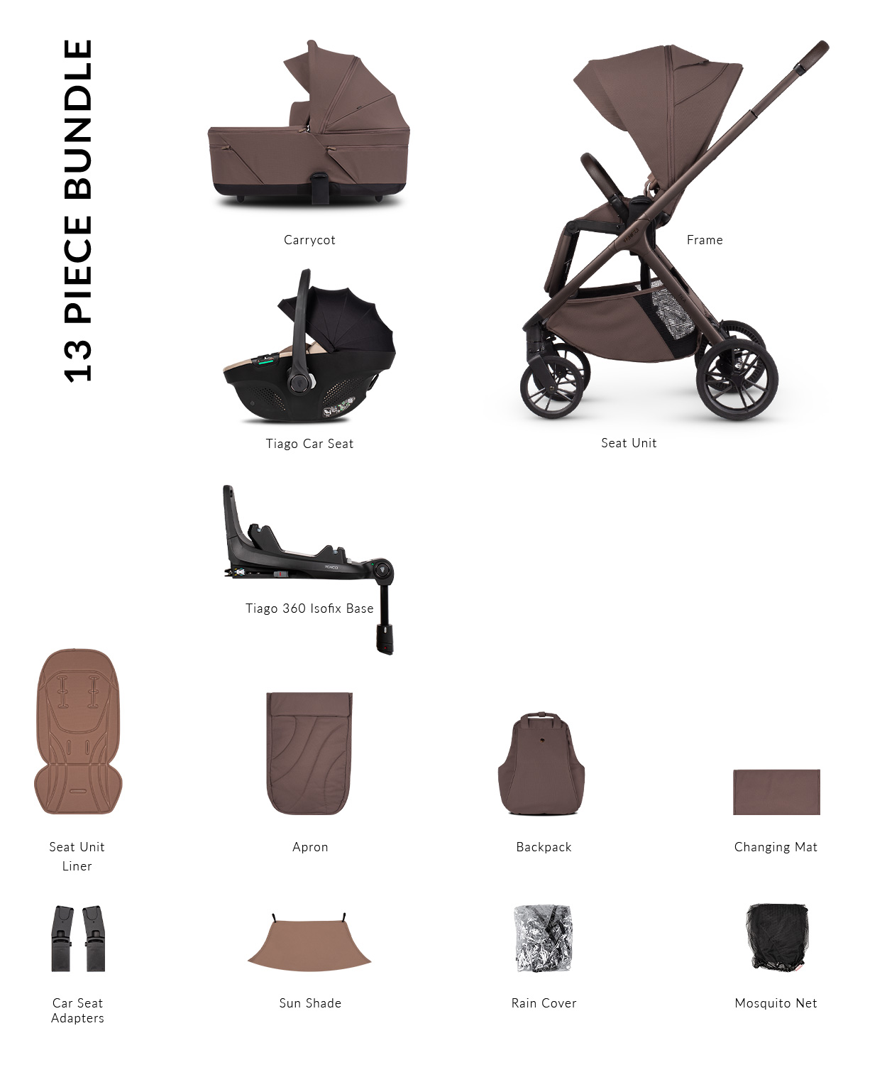Venicci Tila Pushchair 4-in-1 Luxury Bundle - Noce