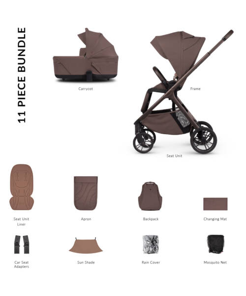 Venicci Tila 2-in-1 Pram (11-piece Essential Bundle) - Noce