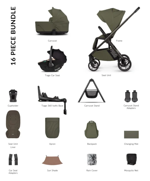 Venicci Tila Pushchair 4-in-1 Ultimate Bundle - Olive