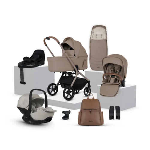 Silver Cross Breez Travel System Ultimate 360 Infant Carrier Bundle (12 piece)- Champagne