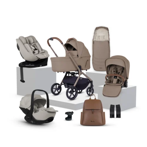 Silver Cross Breez Travel System Ultimate 360 Family Car Seat Bundle (13 piece)- Champagne