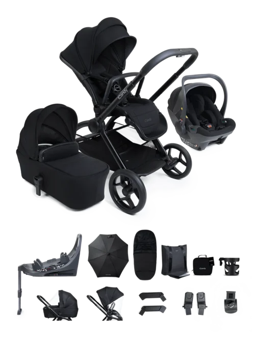 iCandy Core 2 Pushchair and Carrycot Complete 360 Car Seat Bundle-Black