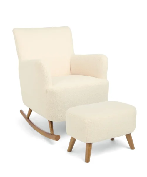 Mamas & Papas Elwood Nursing Chair & Stool - Off White Boucle