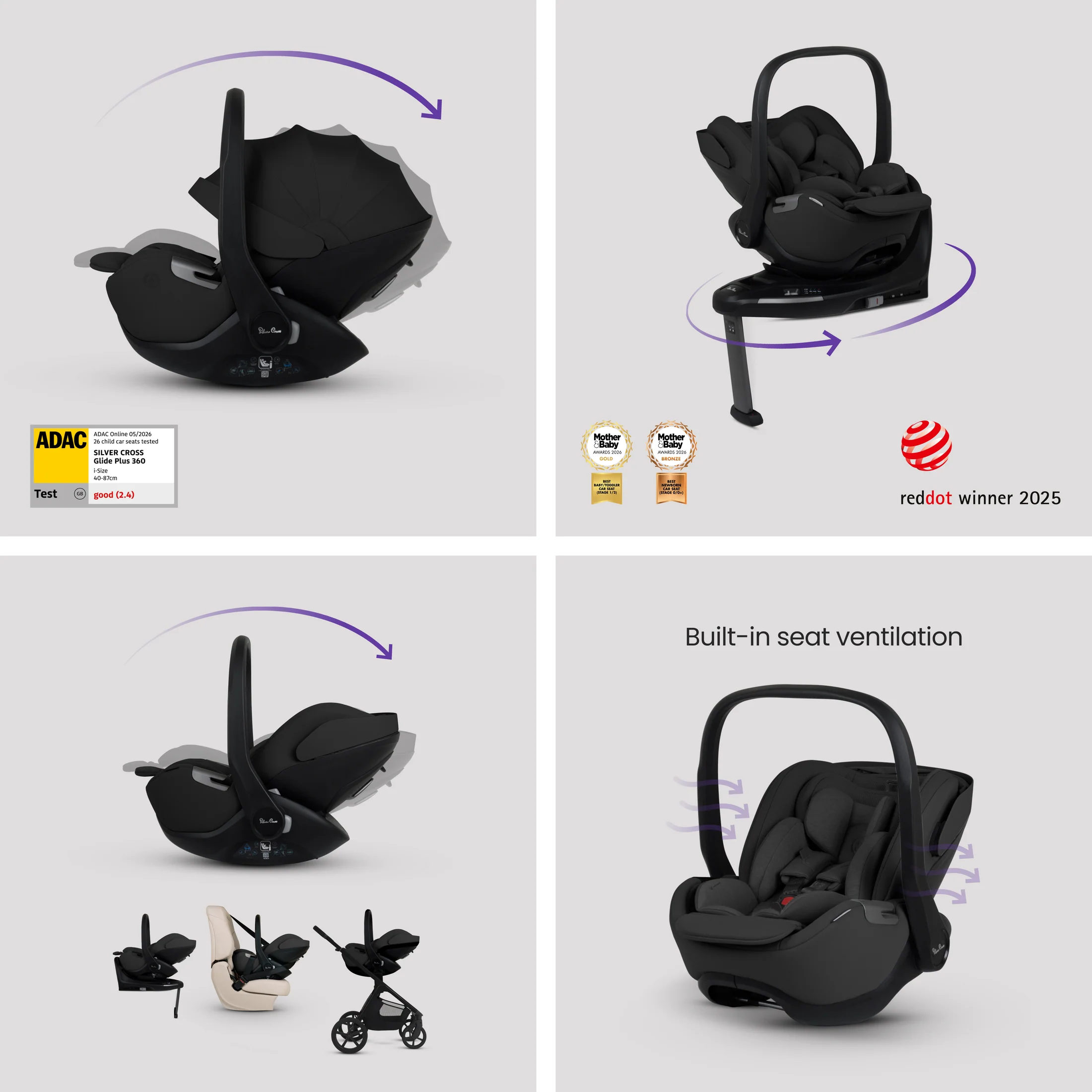 Silver Cross Cove 2 Pushchair Ultimate 360 Bundle - Pewter