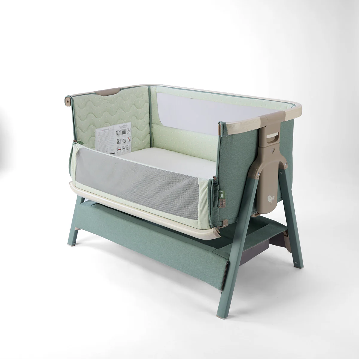 Tutti Bambini CoZee Air 2 Bedside Crib- Whitewash / Kelp