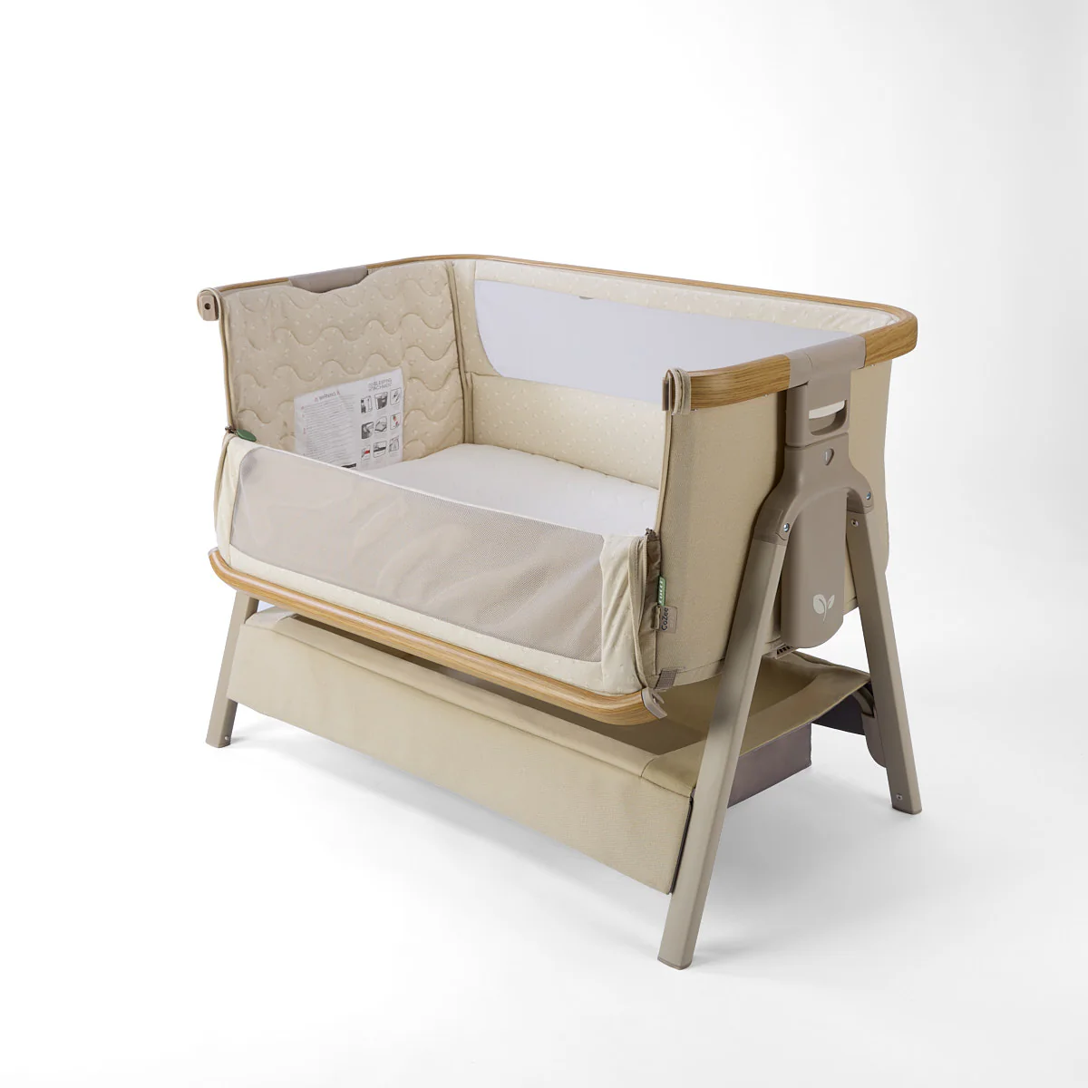 Tutti Bambini CoZee Air 2 Bedside Crib- Toasted Oak / Sand