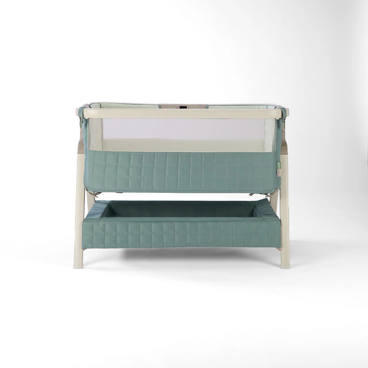 Tutti Bambini Cozee Sense Bedside Crib- Whitewash / Kelp