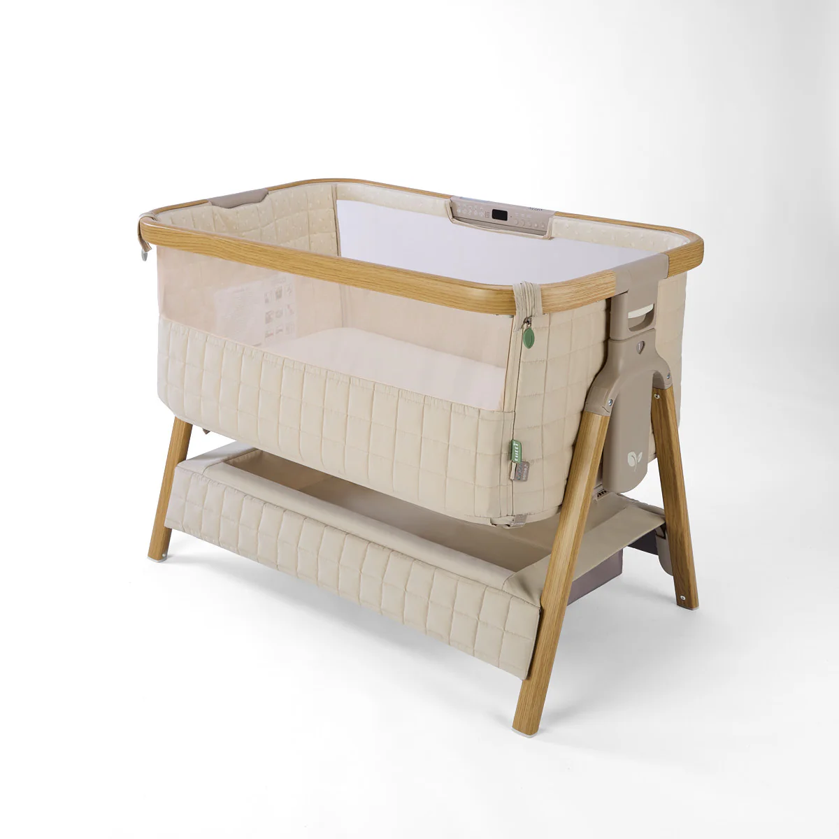 Tutti Bambini Cozee Sense Bedside Crib- Toasted Oak / Sand