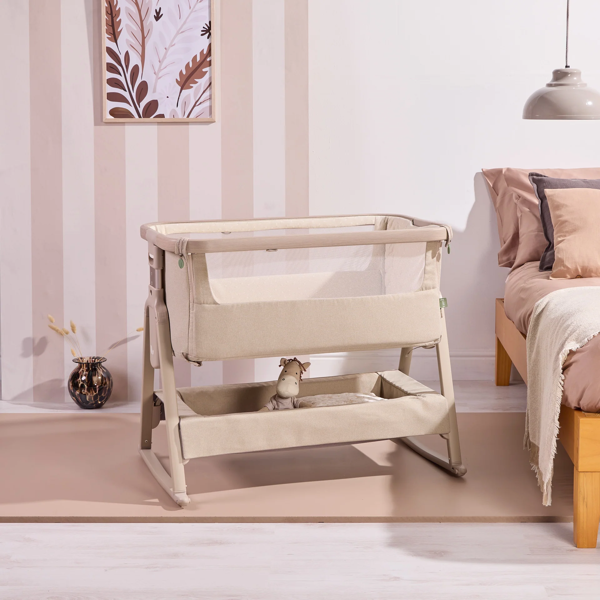 Tutti Bambini CoZee Air 2 Bedside Crib- Soft Walnut / Cocoa
