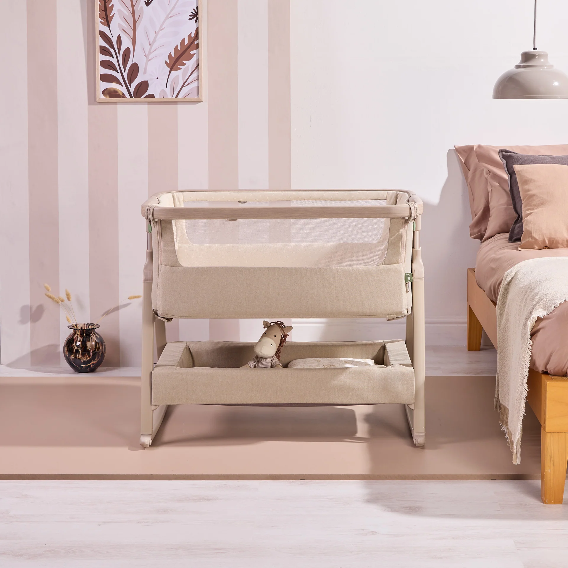 Tutti Bambini CoZee Air 2 Bedside Crib- Soft Walnut / Cocoa