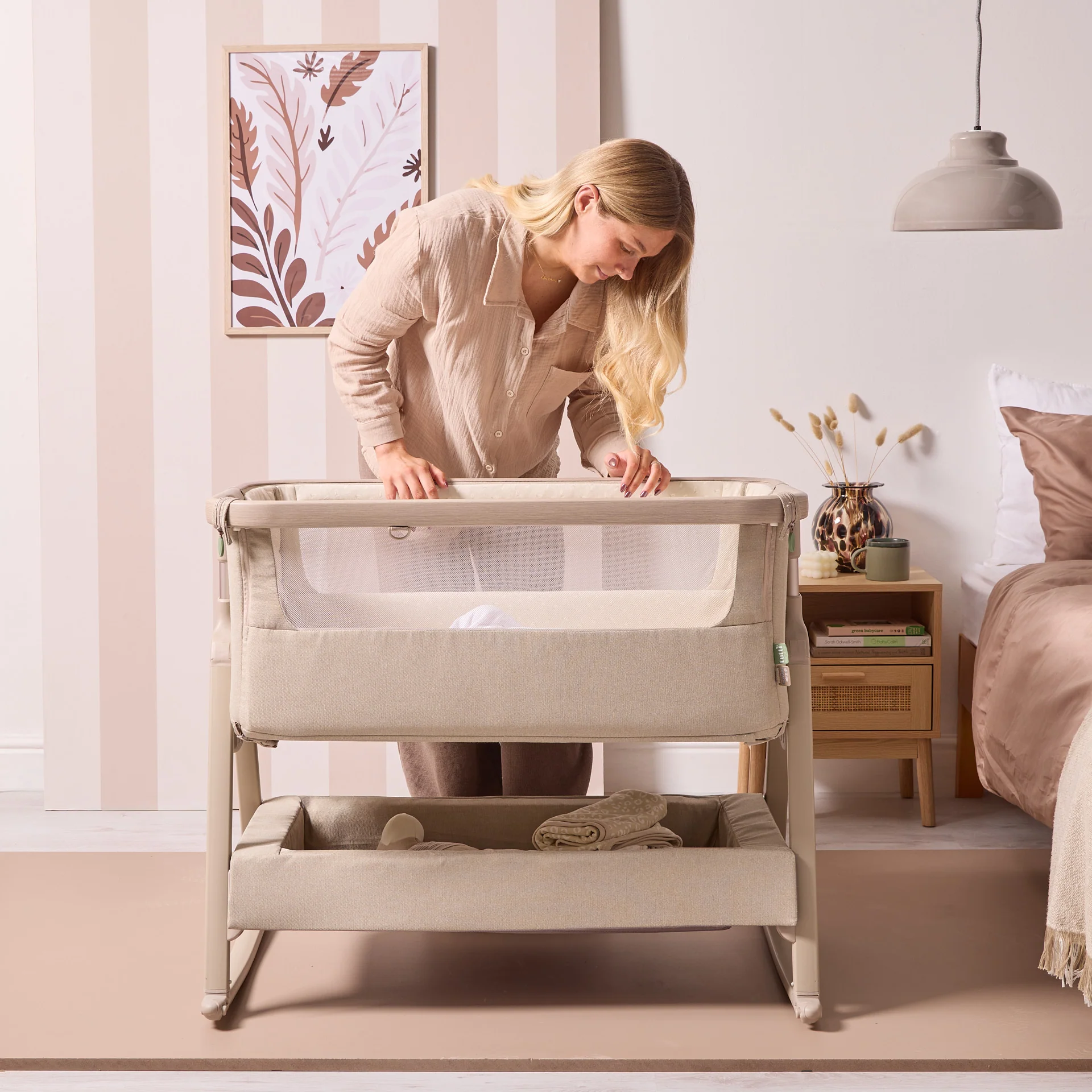 Tutti Bambini CoZee Air 2 Bedside Crib- Soft Walnut / Cocoa