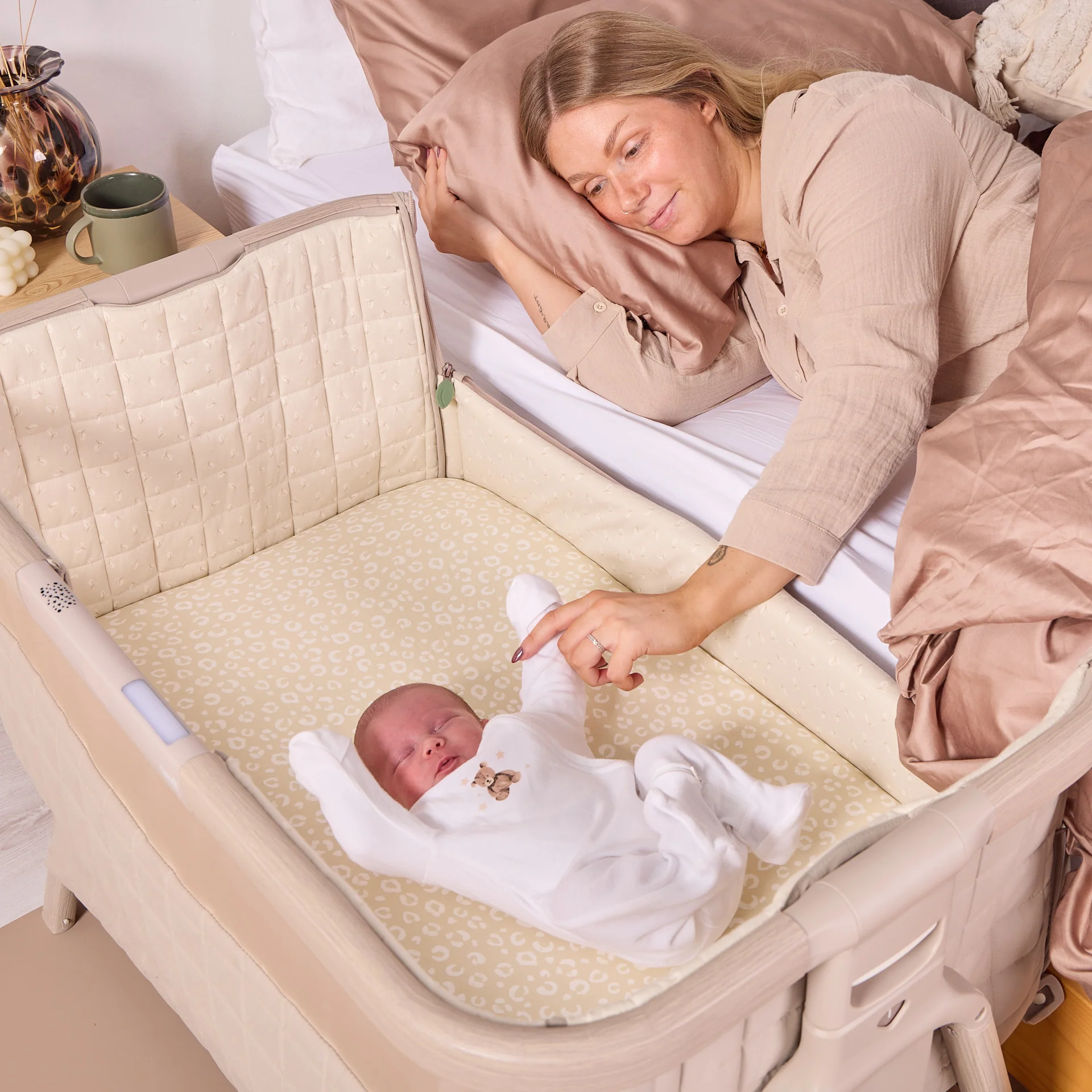 Tutti Bambini CoZee Air 2 Bedside Crib- Soft Walnut / Cocoa