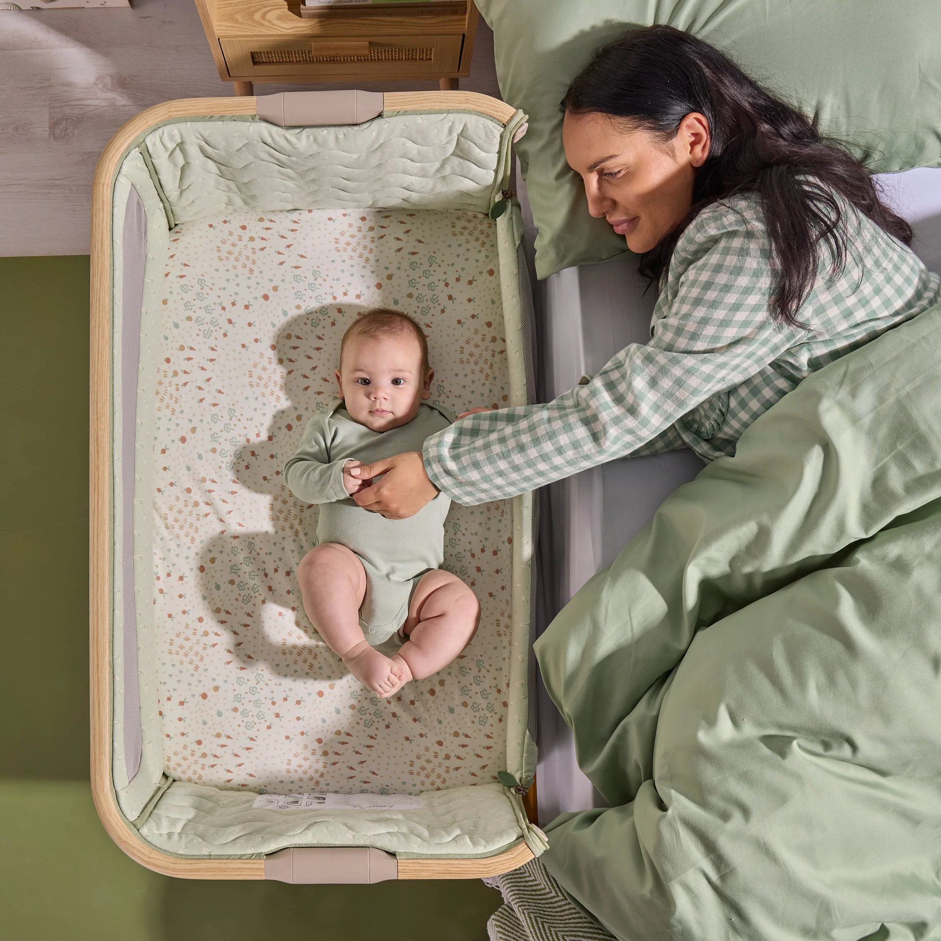 Tutti Bambini CoZee Air 2 Bedside Crib- Drifted Oak / Eucalyptus