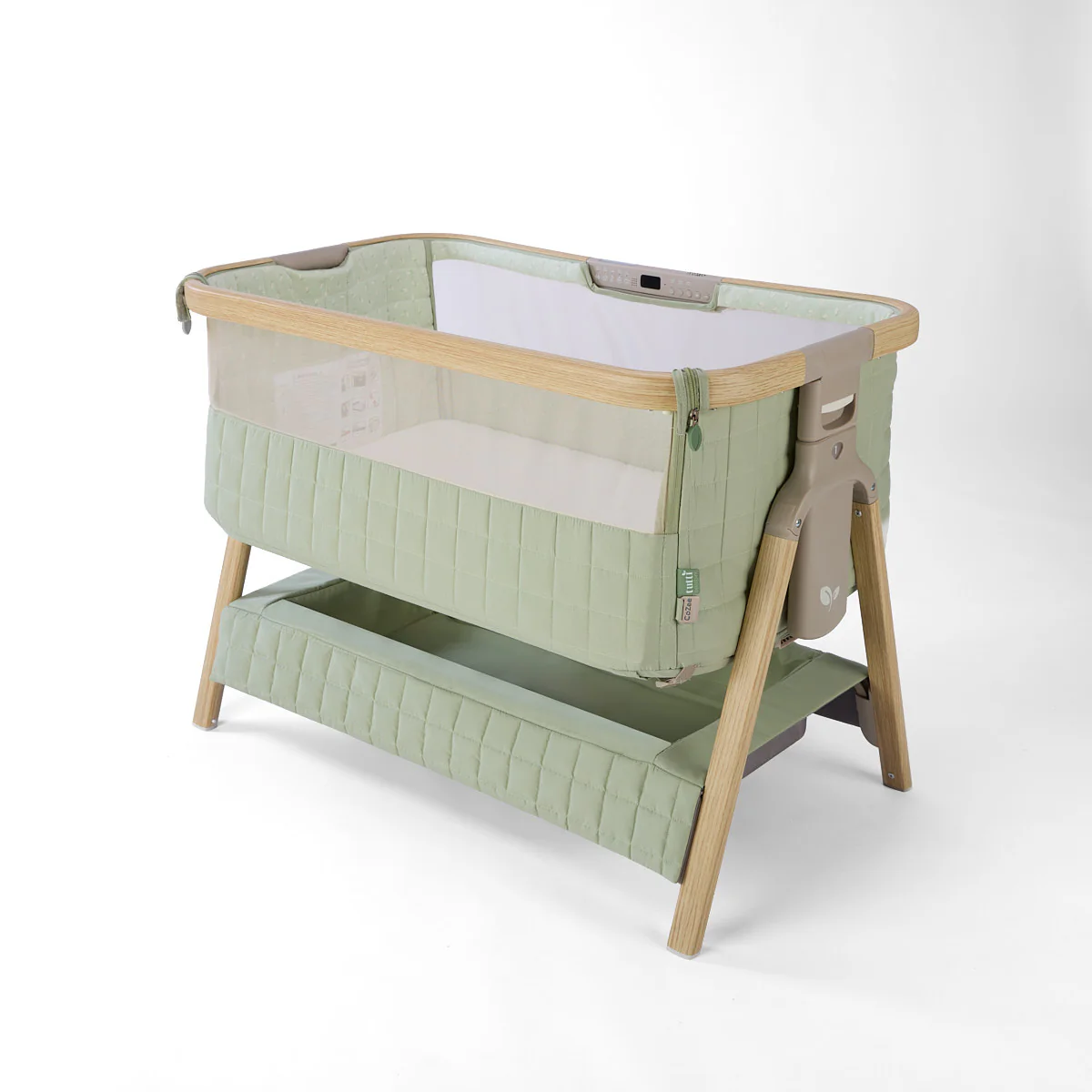 Tutti Bambini Cozee Sense Bedside Crib- Drifted Oak / Eucalyptus