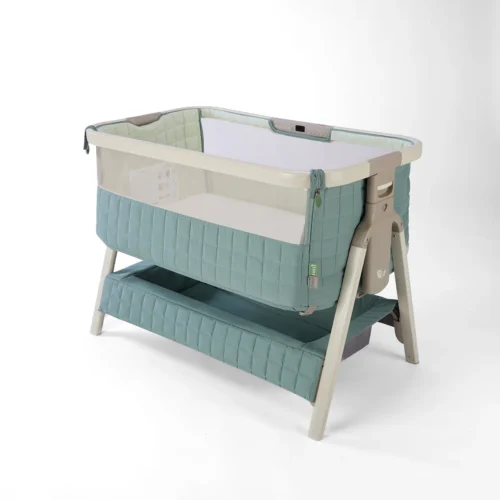 Tutti Bambini Cozee Sense Bedside Crib- Whitewash / Kelp