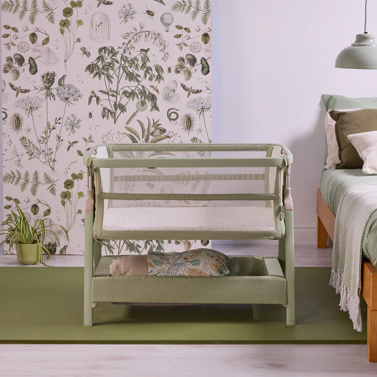 Tutti Bambini Cozee Zen Bedside Crib - Eucalyptus