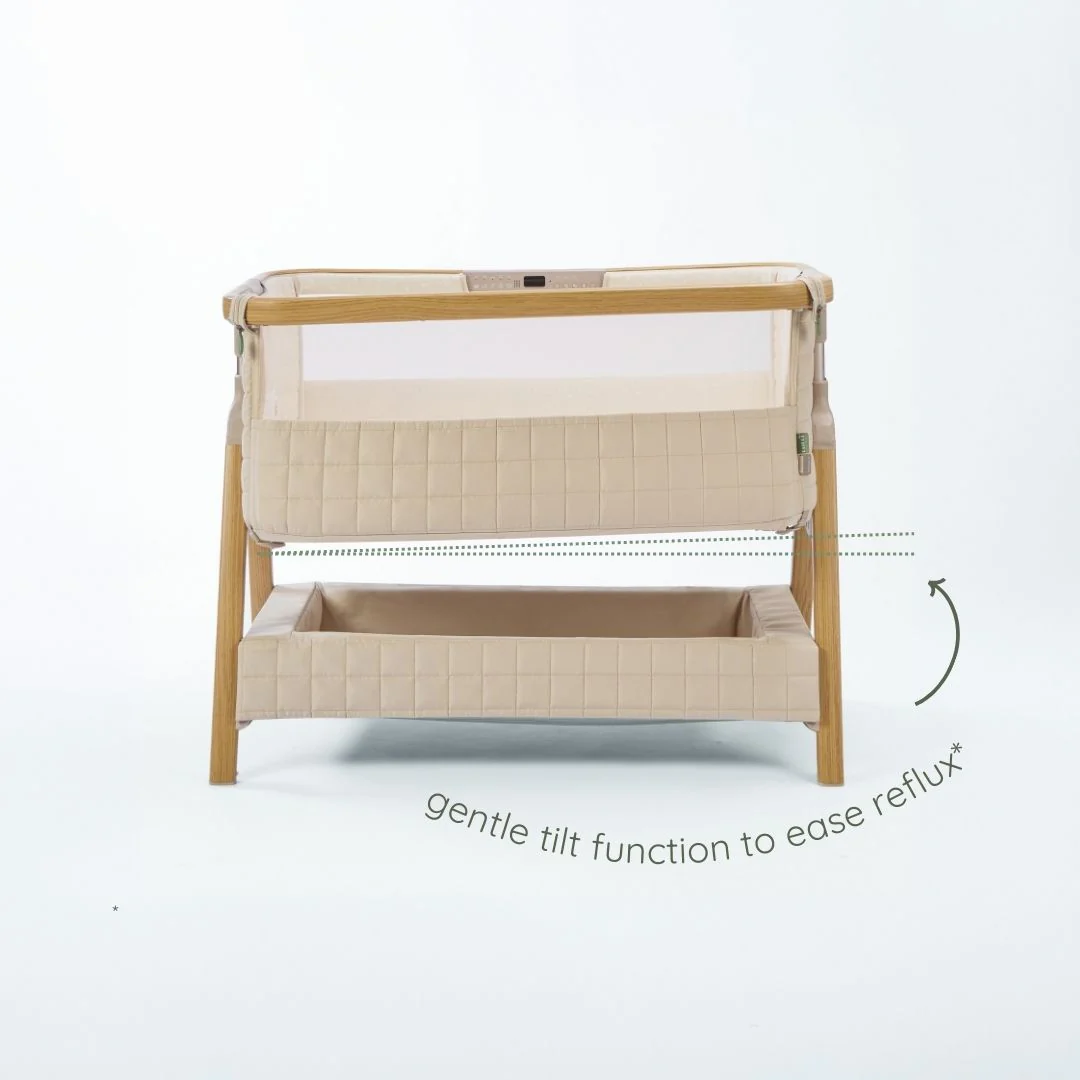Tutti Bambini Cozee Sense Bedside Crib- Toasted Oak / Sand