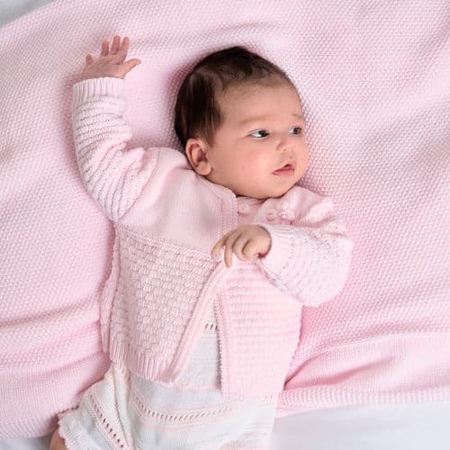 Dandelion Baby knitted Matinee Cardigan- Pink