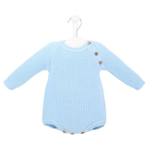 Dandelion Long Sleeve Knitted Romper- Blue (0-3 months)