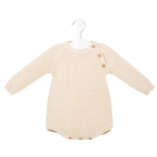 Dandelion Long Sleeve Knitted Romper- Taupe (0-3 months)