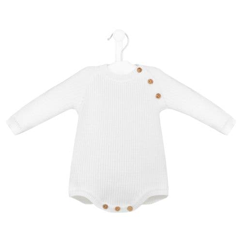 Dandelion Long Sleeve Knitted Romper- White (0-3 months)