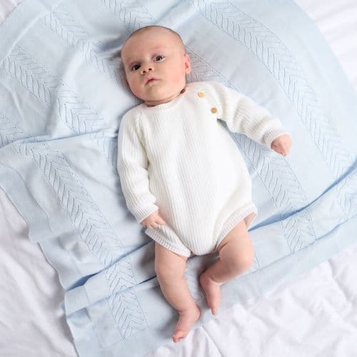 Dandelion Long Sleeve Knitted Romper- White (0-3 months)