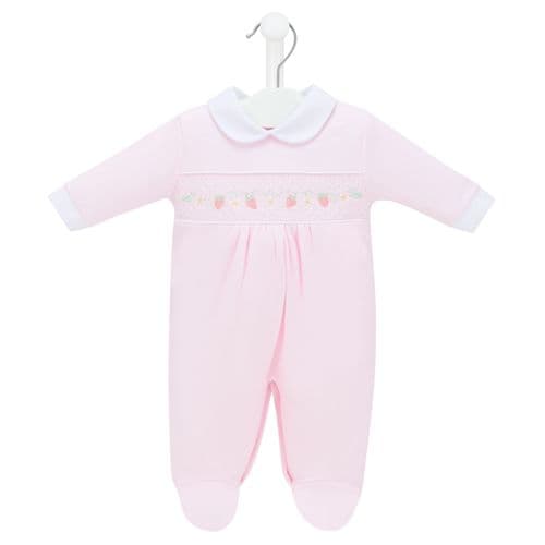 Dandelion Strawberry Smocked Sleepsuit