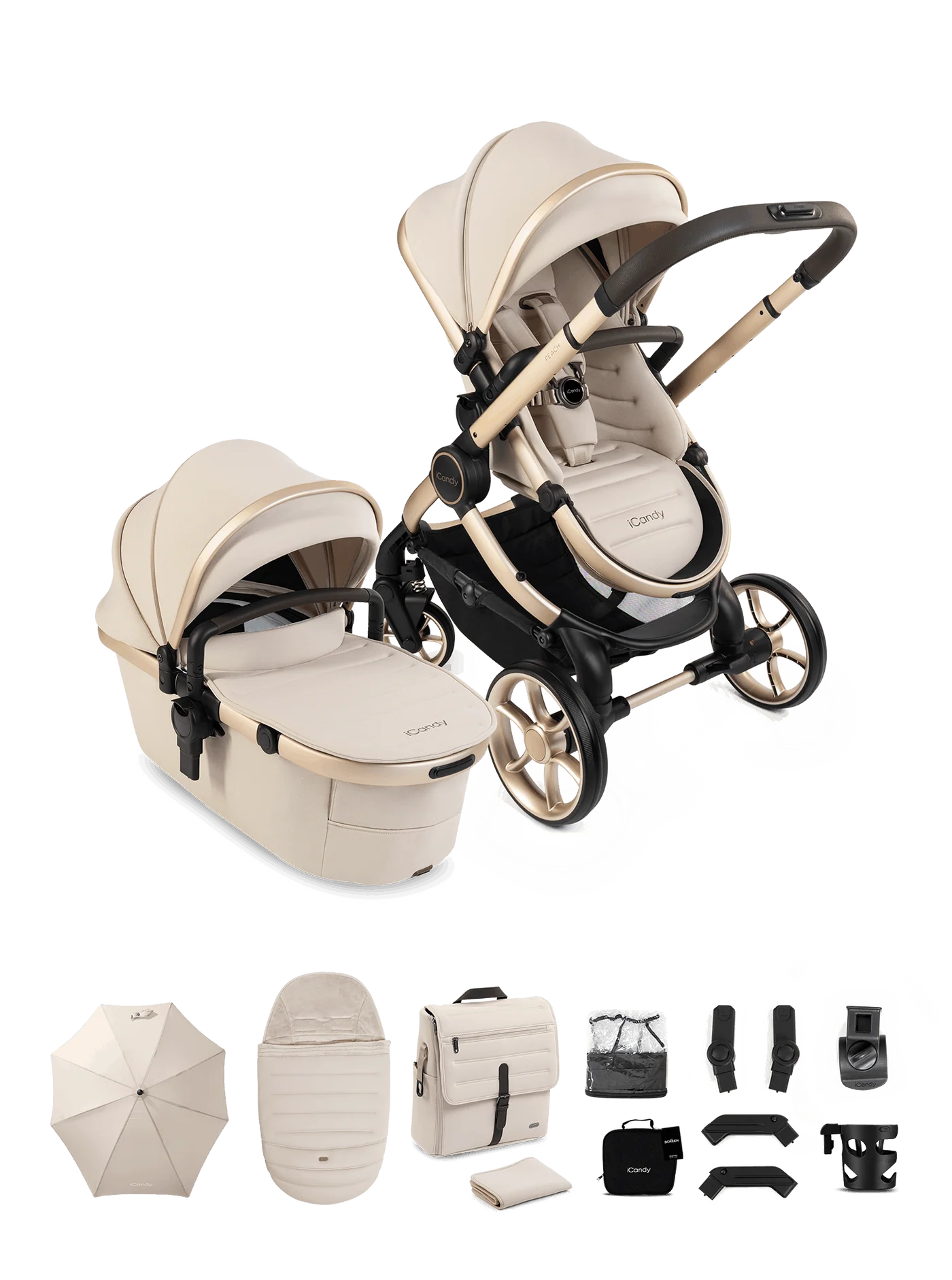 iCandy Peach 8 Travel System Complete Bundle- Biscotti