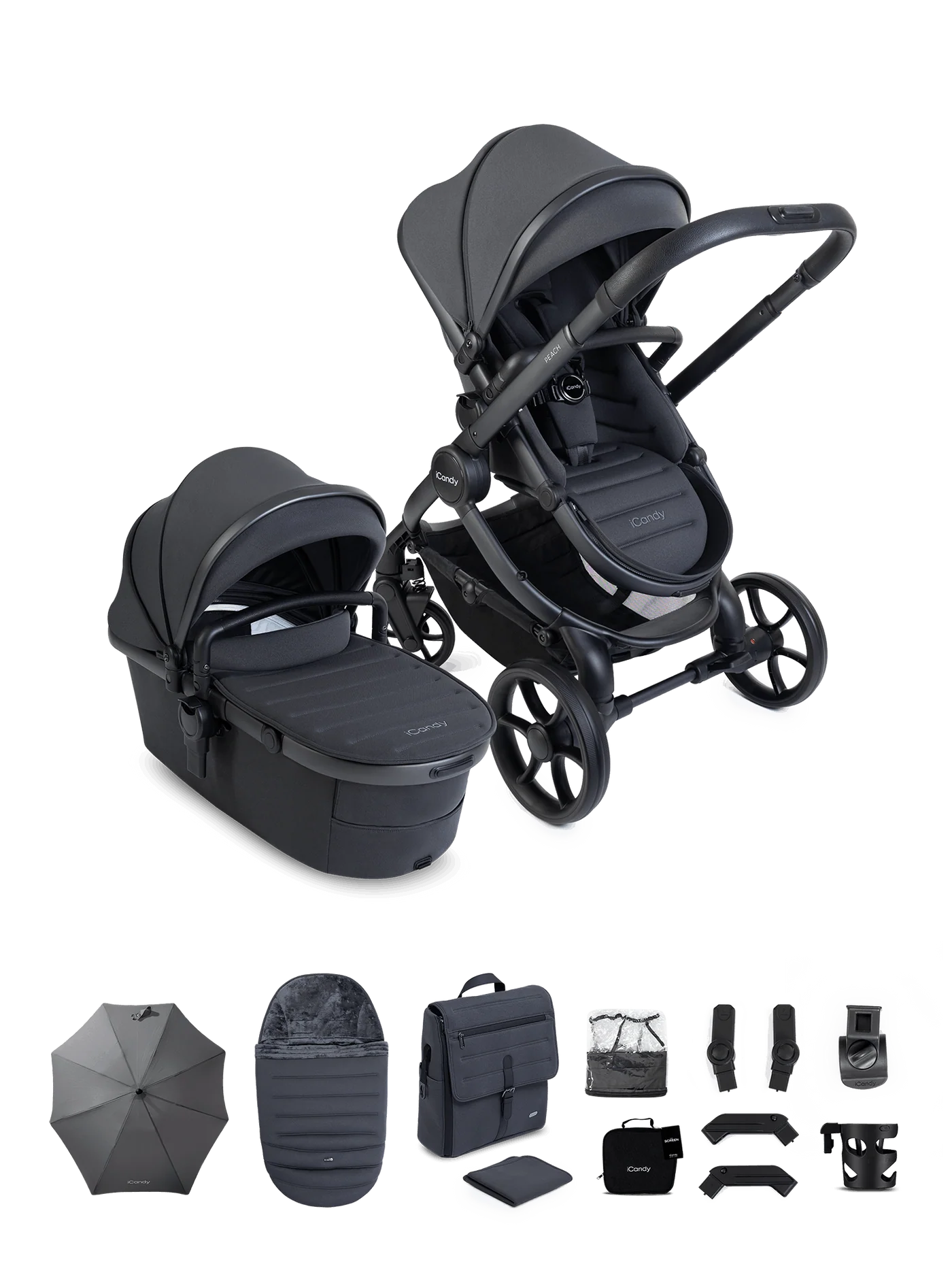iCandy Peach 8 Travel System Complete Bundle- Grey