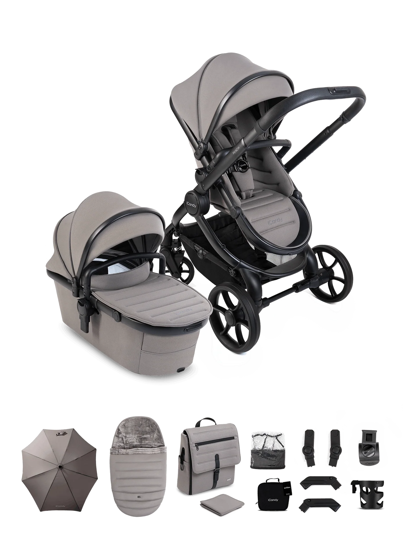 iCandy Peach 8 Travel System Complete Bundle- Porcini