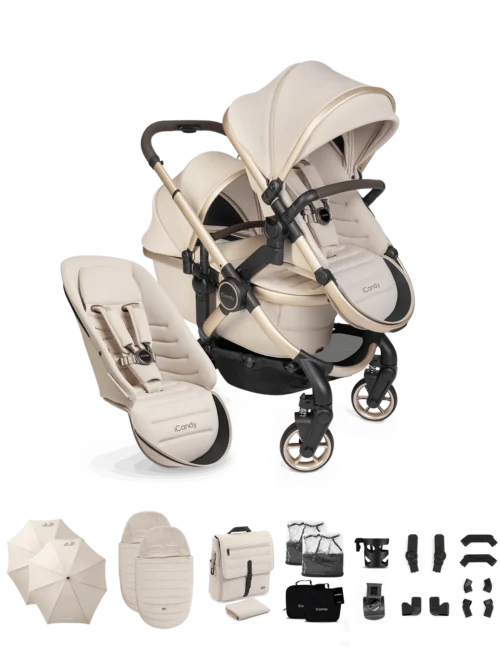 iCandy Peach 8 Double Travel System Bundle- Biscotti